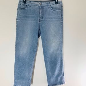 Nine West Blue and White Striped Ankle Denim; 14